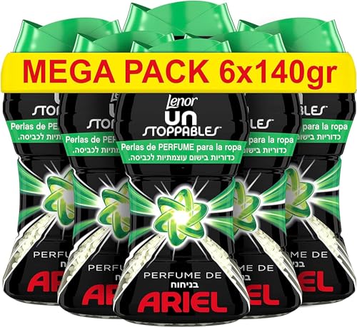 Lenor UNstoppables Pérolas de perfume para roupas, 62 lavagens (6 x 140 g), suavizante com fragrância de arel, potenciador de frescura