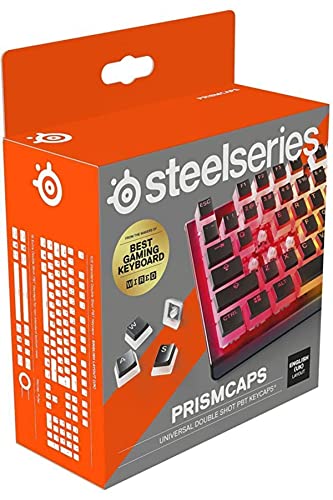 SteelSeries PrismCaps – teclas de injeção dupla estilo pudding – termoplástico PBT resistente, compatível com a maioria dos teclados mecânicos, hastes MX - preto (configuração britânica)
