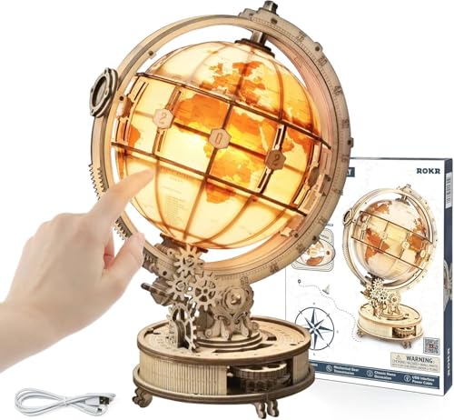 ROKR Puzzle 3D de madeira balão luminoso casacos de madeira para construir casacos para montar, 180 peças, Luminous Globe