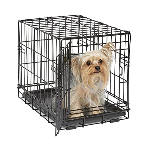 MidWest Homes for Pets iCrate modelo 1518 Gaiola para cães recém-otimizada, com uma só porta, bandeja à prova de fugas, pernas protetoras, 47,3 x 31,5 x 36,83 cm, cor preta