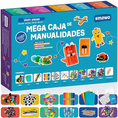 Smowo® Mega Conjunto de artesanato - caixa material trabalhos manuais - com ideias para jogos criativos - kit trabalhos manuais para crianças e adultos