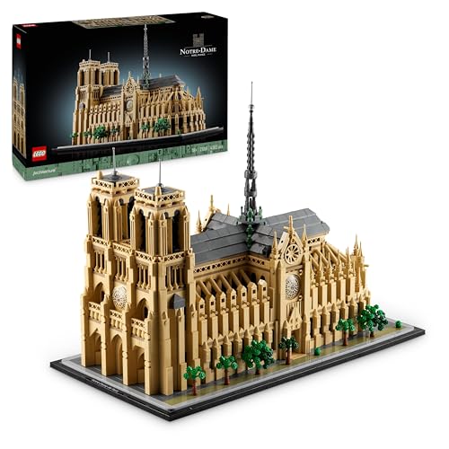 LEGO Architecture Notre Dame de Paris casacos para construção para adultos, conjunto de arquitetura de catedral, lembrança de história da França, presente para homens, mulheres, pais e mães 21061