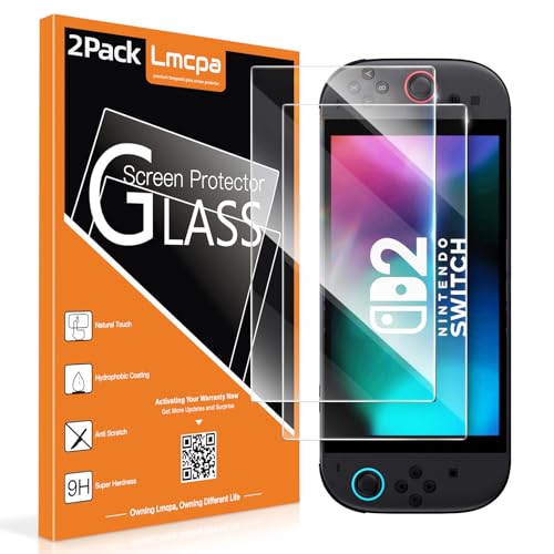 Lmcpa [2 peças] Protetor de ecrã para 2025 Nintendo Switch 2, vidro temperado com fácil instalação/anti-riscos/alta definição/9H dureza para 2025 Nintendo Switch 2