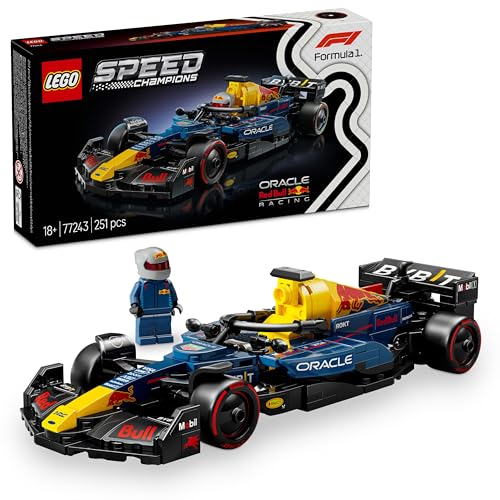 LEGO Speed Champions Carro de corrida Oracle Red Bull Racing RB20 F1 Maquetas para construção de adultos com 1 mini figura de piloto de fórmula 1, presente para homens e mulheres colecionadores 77243
