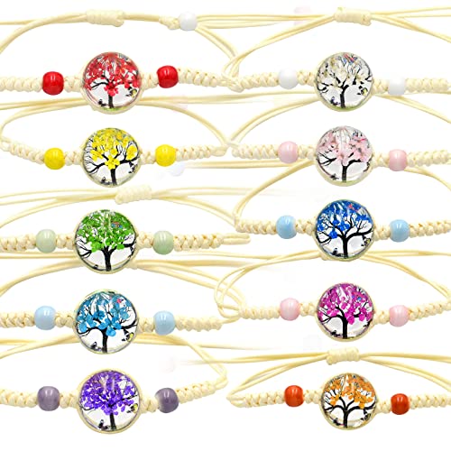 Pulseiras de amizade para meninas, 10 pulseiras trançadas de amizade ajustáveis artesanais, pulseiras trançadas coloridas para mulheres, adolescentes, meninas, presentes de festa de aniversário,