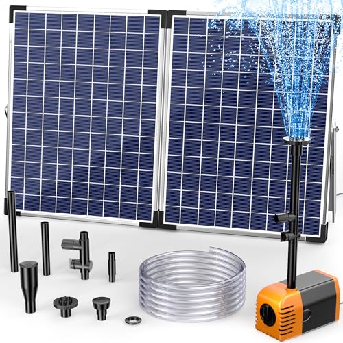 Billing 35 W Fonte solar para exterior, bomba solar de 1500 l/h com filtro, 4 bicos, mangueira de 2 m, linha de 5 m, bomba para lago de jardim, fontes de água para bricolage