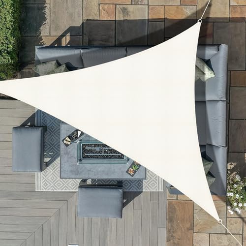 Sunnylaxx 3 x 3 m, vela de sombra impermeável, triangular creme, toldo exterior, terraço, proteção contra raios UV, para exteriores, pérgula, jardim, terraços