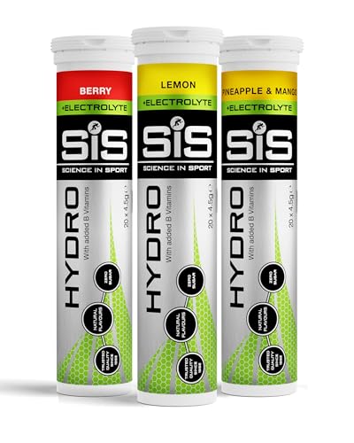 Science in Sport HYDRO comprimidos 3 x 20 unidades. 3 sabores - comprimidos de eletrólitos, veganos, comprimidos para promover a hidratação e o equilíbrio eletrolítico (a embalagem pode variar)