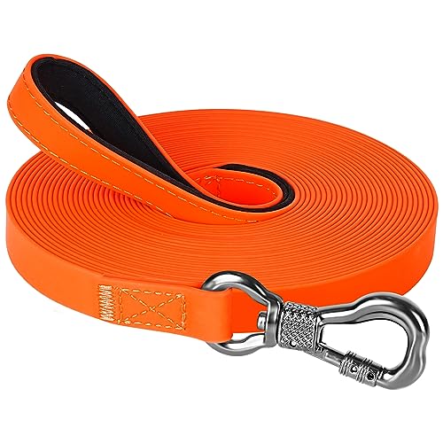 X XBEN Trela de treino para cão 3 M 5 M 8 M 10 M 12 M 15 M 20 M 25 M 30 M, trela impermeável para cão com gancho bloqueável, trela grande para nadar, passear e acampar, robusta e resistente, laranja