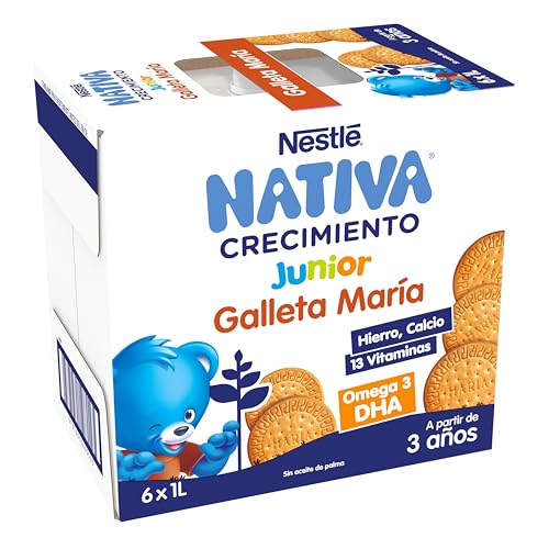 NESTLÉ NATIVA Crescimento JUNIOR bolacha leite crescimento líquido com bolacha para crianças a partir dos 36 meses, pack de 6