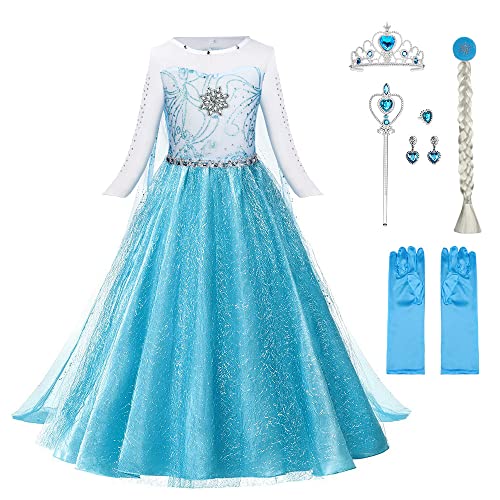 URAQT Disfraz Princesa Niña, Vestido Niña de Nieve para Halloween Fiestas Cosplay Cumpleaños Carnaval