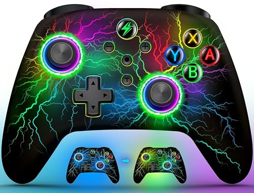 HELLCOOL Mando Pro para Nintendo Switch/Lite/OLED,Mando Inalámbrico con Luz RGB, Función Programable/Turbo/Despertar, Control Preciso, Vibración Doble Motor - Switch Controller con PC/Android/iOS