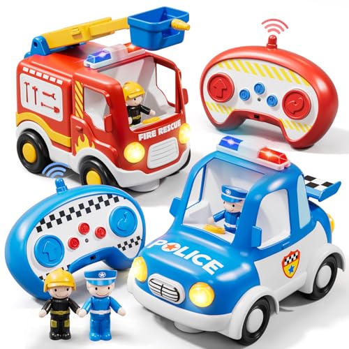 Lehoo Castle Carro telescópico para crianças, 2 anos, carros para crianças, carro polícia e camião de bombeiros, brinquedos para crianças de 3 anos