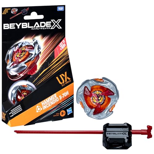 Beyblade X, kit inicial martelo fogo 3-70H UX com top e lançador