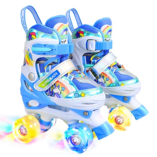 Patins unicórnio para crianças patins Roller Quad ajustáveis com rodas luminosas para meninas e meninos iniciantes