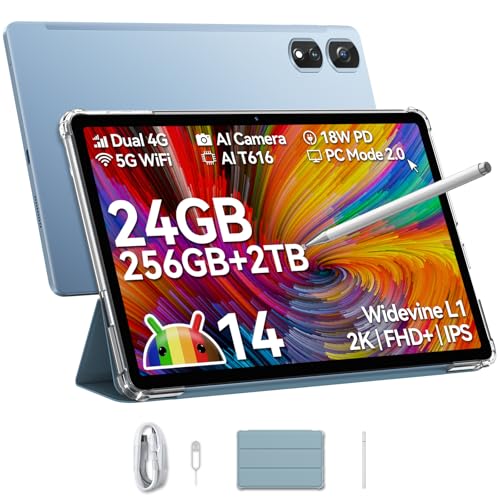 Blackview Android 14 Tablet Tab16Pro, 16 GB RAM 256 GB ROM/1TB TF Gaming Tablets de 11 polegadas, 4G LTE 5G WiFi/8 MP + 13 MP câmera/Widevine L1/7700 mAh 18 W/Face ID/2024 Octa Tablet núcleo. Com