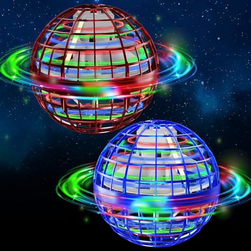 Semai Bola voadora com luz LED, brinquedo flutuante controlado à mão, presente para meninos e meninas dos 6 aos 12 anos (azul e vermelho)