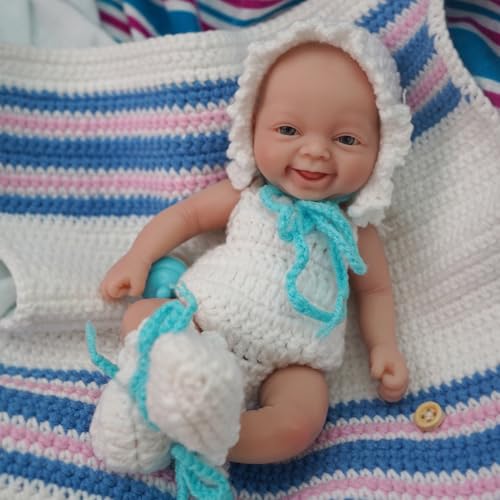 MYREBABY Boneca de bebé recém-nascido de 7 polegadas, boneca de silicone Lvin mini realista para aliviar o stress de corpo inteiro