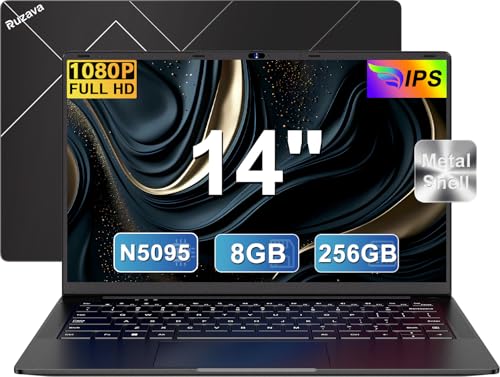 Celeron N5095 Computador portátil de 14 polegadas (até 2,9 GHz) Win11 8 GB 256 GB SSD Extensão1 TB 5G WiFi 1920 x 1080 FHD PC portátil com rato sem fios qwerty teclado com membrana AZERTY