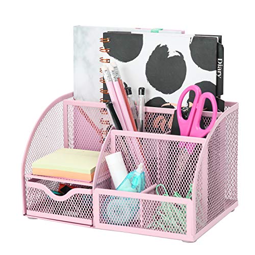Exerz Organizador de secretária/lápis para secretária/secretária ordenada/organizador multifunções/porta-lápis / sistema de secretária/organizador de escritório (rosa claro)