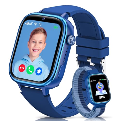 SWGOTA 4G Relógio inteligente criança com GPS e telefone, Smartwatch crianças com chamadas de vídeo, mensagens, modo escola, SOS, IP68 impermeável, despertador, podómetro - presente ideal para meninos