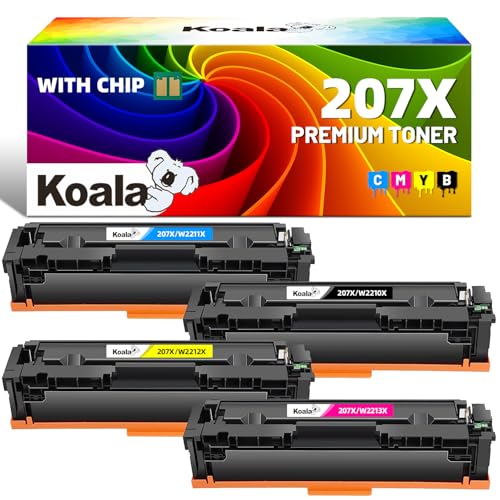 Koala 207A 207X (com chip) W2210X W2211X W2212X W2213X, cartucho toner compatível com HP Toner 207X para HP Color Laserjet Pro MFP M283fdw M283fdn Color Laserjet Pro MFP M28883fdn 2nw M22 55nw M255dw