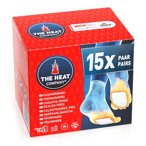 THE HEAT COMPANY Aquecedores de pés, 5, 15 ou 40 pares, extra quente, adesivo, 8 horas de pés quentes, calor instantâneo, ativado pelo ar, puro natural, para todos os tamanhos