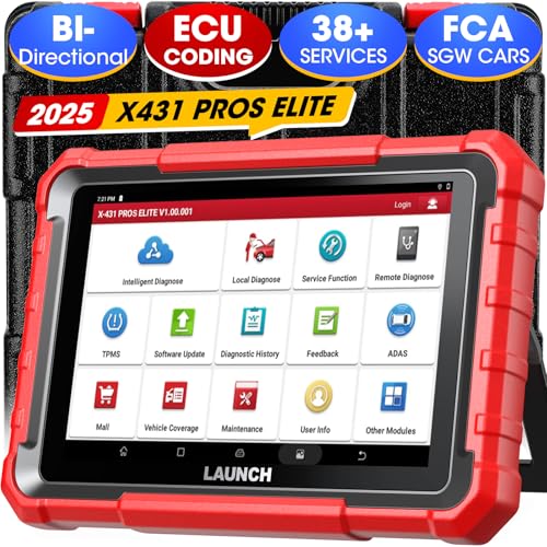 Launch X431 Pros Elite OBD2 Diagnóstico automóvel multimarca, codificação ECU, sistema completo bidirecional Scan Tool, suporte 38 serviços, CANFD&DoIP, função de guia, 2 anos de atualização gratuita