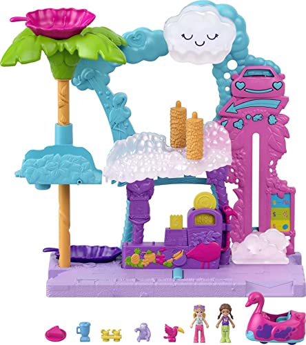 Polly Pocket Pollyville Flamingo Fun Car Wash Playset