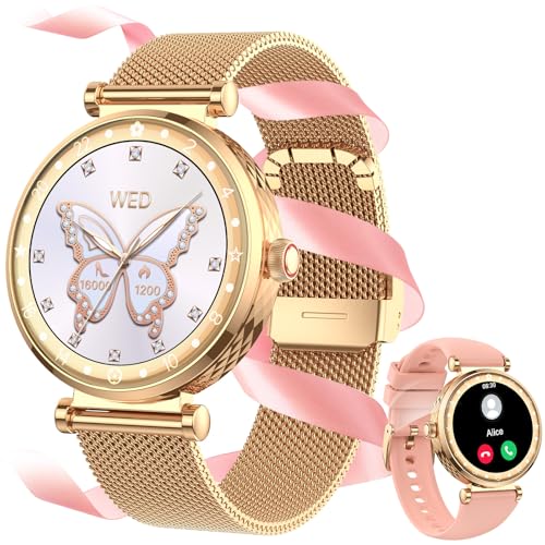 Relógio inteligente para mulher com chamada Bluetooth, 2025 Neu AMOLED ultrafino, 1,19 polegadas, smartwatch saúde feminina/ciclo menstrual/SpO2/acompanhamento do sono/110 modos desportivos pedómetro