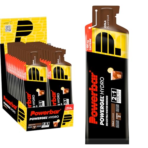 Powerbar PowerGel Hydro Cola 24 x 67 ml, gel energético de alto carbono + sódio 100 mg cafeína