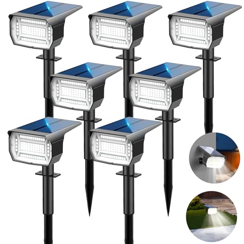 LOTMOS [72 LED/7 peças luzes solares exterior jardim impermeável IP67 holofotes, candeeiro para pátio, caminhos, terraço, chão, piscina, relva, trilho, campismo