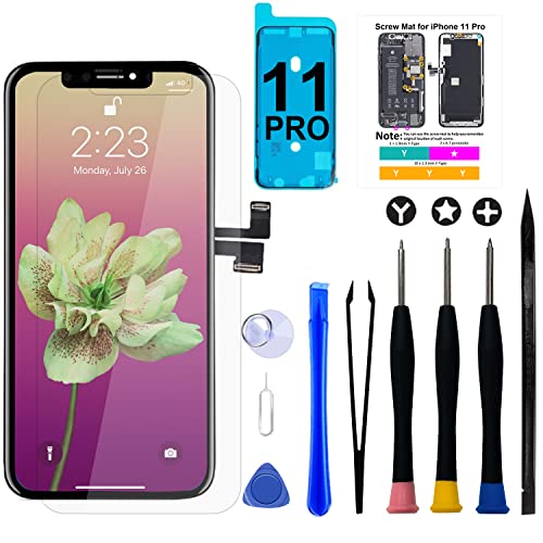 Brinonac Ecrã para iPhone 11 Pro, ecrã LCD de 5,8" com ecrã LCD Retina Full HD substituição kit tátil digitalizador conjunto