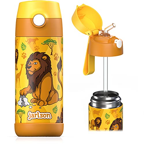 Jarlson Garrafa de água sem bpa para crianças, garrafas de água de aço inoxidável, térmicas, à prova de fugas, para a escola e desportos, o termos térmico, 350 ml