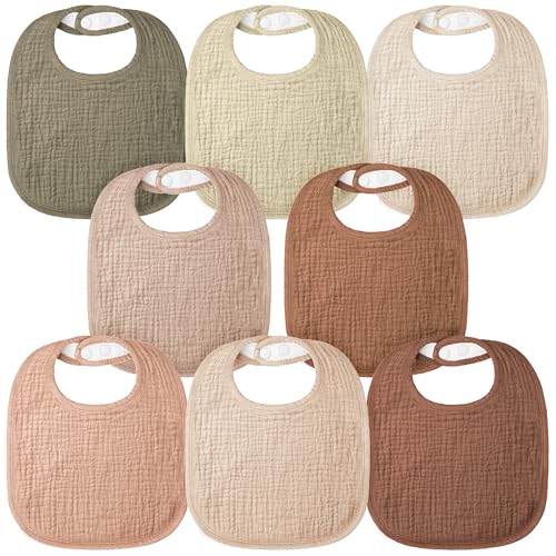 Bearmoss Babadores de musselina para bebé, 100% algodão, lenço quadrado para o pescoço para bebé, babetes ajustáveis suaves para meninos e meninas, 8 unidades