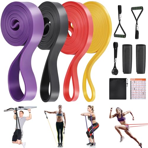 Fentar Borrachas elásticas musculações, 4 níveis faixas elásticas musculação, bandas elásticas fortes fitness, bandas de resistência, borracha elástica exercício para homens e mulheres ginásio em casa