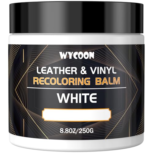 WYCOON Reparador de couro branco, pintura e tinta para couro, Bschleich para recolorir pele para sofás, móveis, assentos de carro, sapatos, casacos, restauração couro às riscas e desvanecido