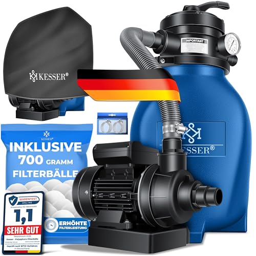 KESSER® Filtro de areia, sistema de filtragem de areia e bolas de filtragem de 700 g que substituem 25 kg de areia de filtragem para piscinas, sistema de filtragem de 10 mEJOOY / h para piscinas