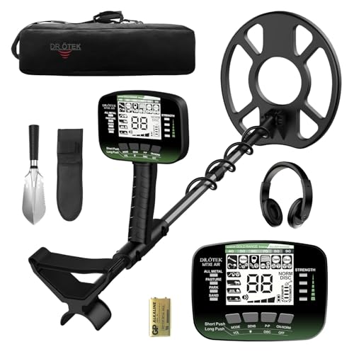 DR.ÖTEK Detector de metais para adultos, detetor de ouro impermeável aprimorado, modos de localização e terreno, kit de detetor de metais profissional com um só clique, alta precisão, 6 modos verde