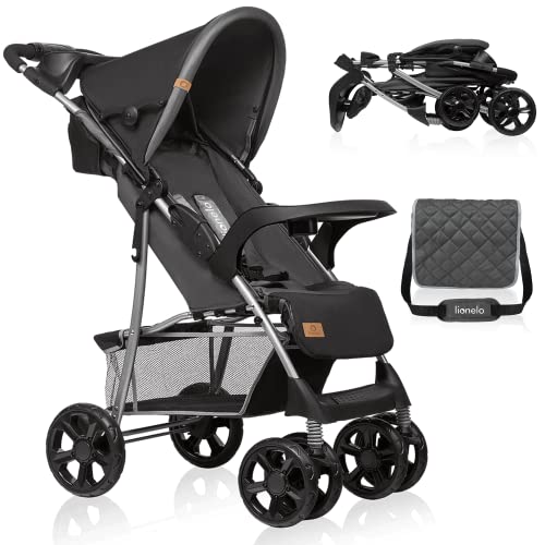 LIONELO Emma Plus Carrinho de passeio até 15 kg 6-36 M encosto ajustável cinto de segurança de 5 pontos capuz profundo organizador para pais