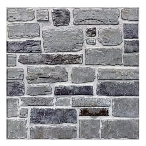 Commomy Painéis de parede 3D autocolante, painel decorativo parede, efeito tijolo de pedra, papel de parede de parede, PVC, para sala de estar, cozinha, quarto, interior, 10 peças, 30 x 30 cm