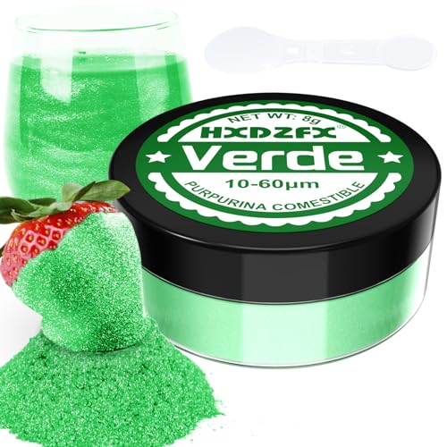 Purpurina verde comestível - 100 % purpurina comestível peças de reposição adornos comestíveis para bolos, chocolate, madalenas, coquetel, confeitaria, creme, etc. (8 g)