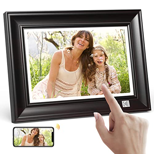 KODAK Moldura para fotos digital, Wi-Fi moldura digital de fotos de 10 polegadas, FHD 1920 * 1200 ecrã tátil, madeira suportes digitais com memória de 32 GB, compartilhamento de imagens, vídeos via