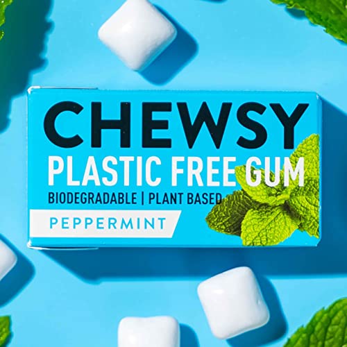 Chewsy Borracha de máscara de menta | Pastilhas naturais sem plástico, pastilhas sem açúcar e aspartamo | 100% Xilitol, protege os dentes, vegano 15 g (embalagem de 12, 120 peças)