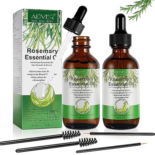 Óleo de alecrim para o crescimento do cabelo 2 embalagens, cuidados com a pele, óleo para tratamento da queda do cabelo para mulheres e homens, nutrir o couro cabeludo