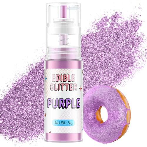 Purpurina Comestível em spray violeta, Waysroma Purpurina comestível peças de reposição Sprinkles cores alimentares pó para bolos, morangos, Fondant, coquetéis, chocolate (5 g)