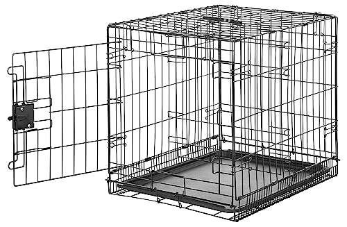 Amazon Basics Gaiola para cão de arame metálico, dobrável, durável com bandeja, porta única, 61 x 46 x 51 cm (L x An x Al), preto
