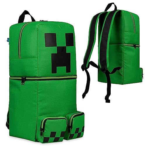 Minecraft Mochila escolar infantil compartimentos com fecho de correr Creeper mochilas infantis correias ajustáveis para escola viagens desportos ideias presente