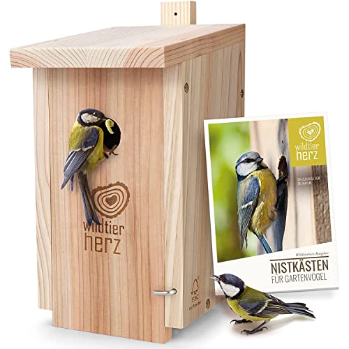 Coração animal selvagem | ninho para carbono comum - aparafusado, sem tratamento, resistente à Intemperie, casa para pássaros, ajuda para ninhos com orifício de entrada de 32 mm