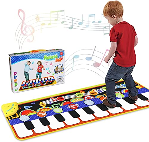 RenFox Tapete de piano, tapete musical em forma de teclado, 5 modos e 8 sons, jogo musical de toque para crianças, presente (110 x 36 cm)